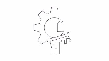 Baş parmaklı animasyon dişli simgesi, kaliteyi, onayı ve başarıyı simgeliyor. İş, teknoloji ve olumlu geri bildirim kavramları için mükemmel..