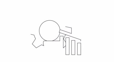 Düşen iş performansını gösteren, vites, evrak çantası ve düşen grafiği gösteren basit bir çizim. Sunumlar ve raporlar için uygun.