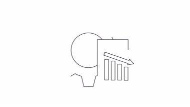 Düşen performans veya verimliliği sembolize eden, aşağı doğru eğilimli bir vites ve grafik gösteren canlandırma simgesi.