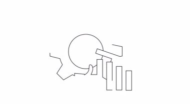 İkonun düşük performansı vites, baş parmak yukarı ve aşağı trend grafiği ile tasvir ediliyor. Negatif ilerlemenin görsel temsili.