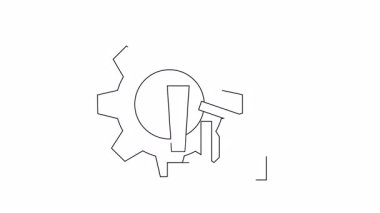 Canlandırılmış simge vites, ünlem işareti ve azalan grafiği gösteriyor. Performans sorunlarını veya başarısızlıkları temsil eder.