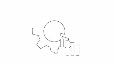 Azalan bir grafikle eşleşen bir vites simgesi, azalan üretimi ve ekonomik krizi sembolize ediyor. Endüstriyel düşüşün görsel temsili.