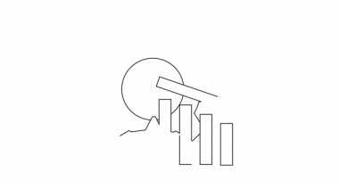 Vitesi, yıldızı, grafiği ve oku simgeleyen, performansı, ayarları ve minimalist tasarımda ilerlemeyi simgeleyen bir çizgi çizgisi çizimi..