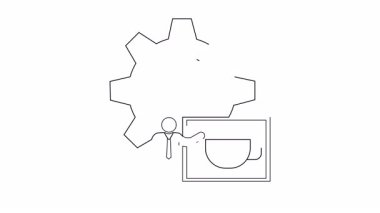 Kahve tüketimi ve bunun iş stratejisi üzerindeki etkisi üzerine bir iş sunumu, bir dişli ve bir sunucu ile gösterilmiştir.