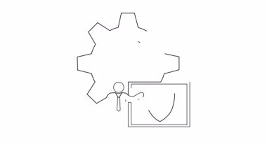 Bir güvenlik uzmanının çizimi arka planda teçhizatlı bir kalkan simgesi sunuyor, sistem korumasını simgeliyor..