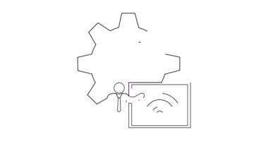 Teknoloji ve mühendislikteki kavramları resmetmek için ideal bir donanım, sunucu ve kablosuz ekran sunumu.