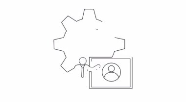 Bir dişli, kişi ve kurul illüstrasyonuna sahip bir teknik eğitim sunumu, eğitim veya iş içeriği için ideal.