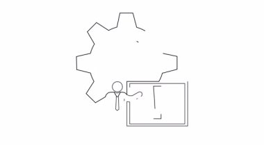 Bir teçhizat, bir ekranda ünlem işareti ve ekranı gösteren bir sunucu içeren teknik bir uyarı sunumu.