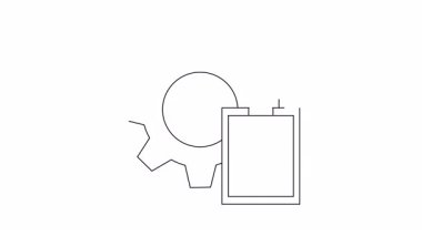 Teknik dökümantasyon için canlandırılmış dişli ve pano simgesi, ayarları sembolize etmek ve yapılandırma yönetimi.