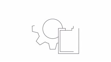 Bir dişli ve bir yağ damlasından oluşan basit bir çizgi sanat ikonu, bakım, yağlama ve endüstriyel süreçleri temsil ediyor..