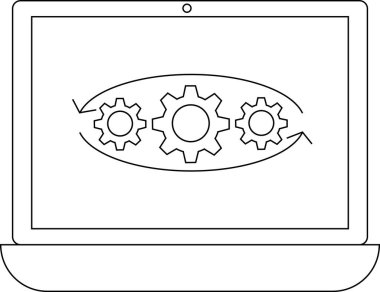Bir dijital aygıtta vites gösteren, süreç otomasyonunu, sistem entegrasyonunu ve teknolojik iş akışı optimizasyonunu temsil eden bir dizüstü bilgisayar tasviri.
