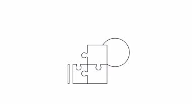 Bulmaca, teçhizat ve bar tablosuyla iş büyütme stratejisinin animasyon çizimi. Sunumlar, web siteleri ve pazarlama materyalleri için mükemmel.