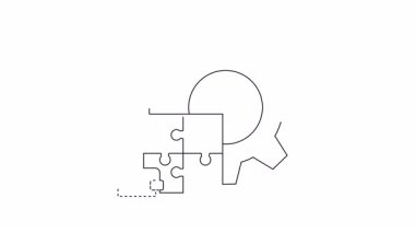 Bir cüzdan, bulmaca parçaları ve birleşme ve çözümleri gösteren bir dişli ikonu içeren, finansal teknolojinin sembolik bir temsili..