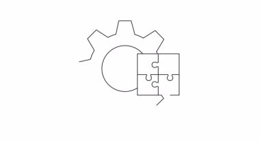 İş ve teknoloji bağlamında problem çözmeyi, takım çalışmasını ve stratejik düşünmeyi sembolize eden bir dişli ve yapboz parçası bir araya geliyor..