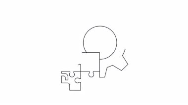 Teknolojik bağlamda güvenlik, bütünleşme ve problem çözmeyi sembolize eden bir teçhizat, bulmaca parçaları ve kilit çizimi.