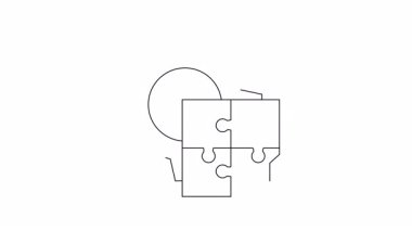 Bu animasyon bir dişli, yapboz parçaları ve etiket simgesi içerir, açıklayıcı videolar ve iş sunumları için mükemmeldir.