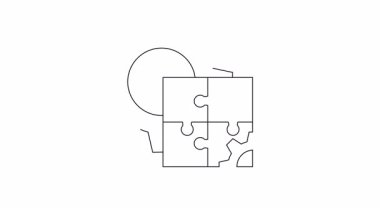 Vitesleri ve yapboz parçalarını içeren kavramsal bir illüstrasyon, entegrasyonu sembolize eden, takım çalışması ve problem çözmeyi temiz, minimalist bir tasarım ile sembolize eder..