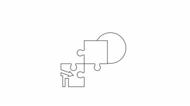 İş ve teknoloji bağlamlarındaki problem çözme ve stratejik düşünmeyi sembolize eden bir dişli, bulmaca ve grafik simgesinin animasyonu.