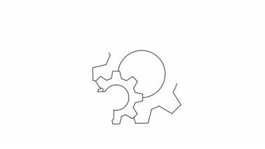 İş mekanizmalarını ve operasyonları sembolize eden hareketli vites simgesi ve evrak çantası. Sunumlar ve web siteleri için uygun.