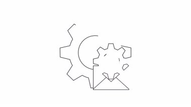 Vites ve e-posta otomasyonunu temsil eden bir zarf animasyonu. Teknoloji ve iletişim kavramları için temiz ve basit tasarım.