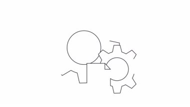 Süreçleri, ayarları veya belgeleri açıklamak için canlandırılmış dişli ve belge simgesi. Eğitimler, sunumlar ve açıklayıcı videolar için uygundur.