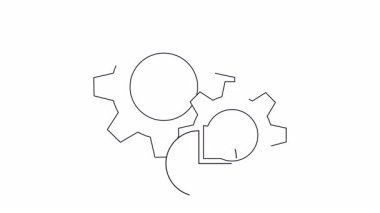 Canlandırılmış dişliler bir pasta grafiğiyle birleşerek veri analizini ve optimizasyonu sembolize ediyor. İş analitiği ve sistem verimliliği sunumları için ideal.