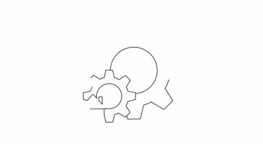 Canlandırılmış dişliler ve ev ikonu ev otomasyon sistemini sembolize eder. Bu animasyon teknoloji, verimlilik ve akıllı ev çözümlerini temsil eder..