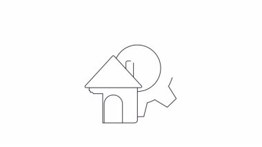 Ev otomasyon sistemi kurulumu ve yapılandırmasını temsil eden bir ev, dişli ve kontrol listesinin ana simgesi.