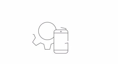 Gelişmekte olan bir gıda sipariş uygulamasının görsel temsili ile teknoloji ve yiyeceğin kesişimini araştırın. Bir dişli, telefon ve yiyecek simgesi süreci sembolize eder.