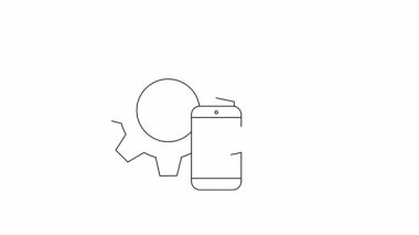 Mobil uygulama analizlerini temsil eden basit bir dişli, telefon ve azalan çubuk grafiği çizimi.