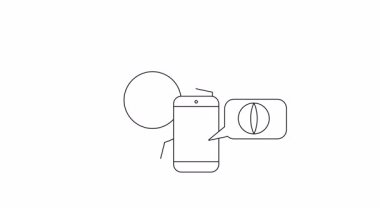 Mobil uygulama gelişimini ve küresel bağlantıyı gösteren animasyon. Konuşma balonunda vites, telefon ve küre. Teknoloji, iş ve eğitim için elverişli.