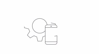 Akıllı ev otomasyonunun animasyonlu bir çizimi, vites, telefon ve ev ikonu içeriyor. Teknoloji, yenilik ve modern yaşam kavramları için mükemmel..