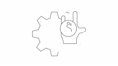 Basit bir vites çizimi, dolar işareti tutan bir el, mali mühendisliği ve yatırımı simgeliyor..