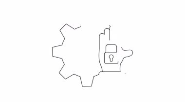 Eli ve asma kilidi olan bir vites teknoloji ve sanayide güvenlik, kontrol ve korumayı simgeler. Veri koruması ve erişim yönetimi için mükemmel.