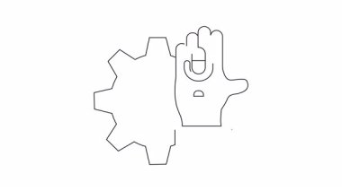 Animated icon of a gear, hand, and microphone, representing voice control technology. Perfect for tech explainers and tutorials.