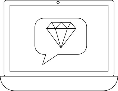 Bir dizüstü bilgisayar, dijital bağlamda değeri veya prim içeriğini sembolize eden elmas bir simge içeren bir konuşma baloncuğu gösterir.