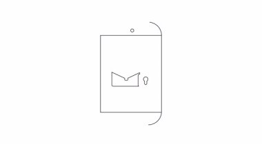 Açık bir evrak çantası simgesini gösteren akıllı telefonun basit bir animasyonu, veri güvenliğini ve erişimi sembolize ediyor.