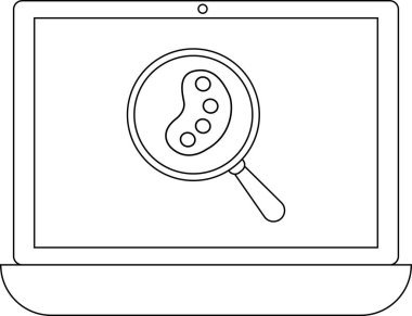 Dizüstü bilgisayar ekranında bir renk paletini inceleyen, tasarımı, yaratıcılığı veya dijital sanat araçlarını sembolize eden bir büyüteç gösterilir..