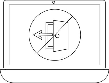 Bir dizüstü bilgisayar ekranı, bir sistem veya uygulamadan ayrılırken kısıtlamalar veya kısıtlamalar gösteren bir çıkış sembolü göstermez..