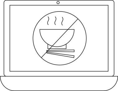 Erişte sembolü olmayan bir dizüstü bilgisayar çizimi, erişteyle ilgili içerik ve aktivitelerin kısıtlanmasını veya yasaklanmasını gösterir..