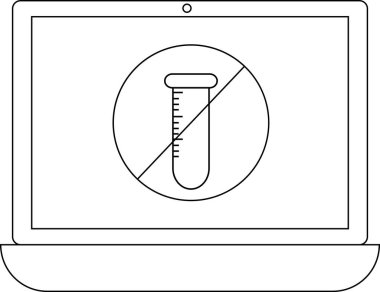 Laboratuvar testi yapılmadığını gösteren bir sembol gösteren dizüstü bilgisayar, bilimsel deneyler veya analizler için kısıtlamalar veya sınırlamalar ortaya koyuyor..