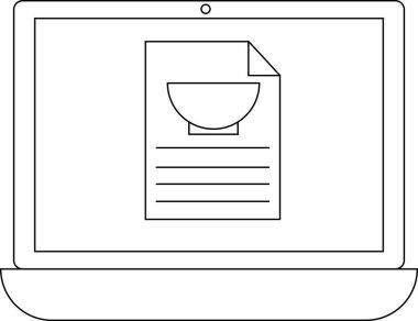 Bir dizüstü bilgisayar ekranında kase tarifinin basit bir taslağı gösterilir, yemek blogları veya yemek tarifi web siteleri için mükemmeldir.