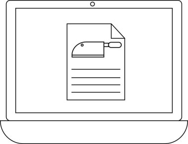 Bir dizüstü bilgisayar ekranında satır simgesi ve metin satırları ile bir tarif veya aşçılık bilgisi öneren bir belge gösterilir.
