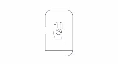 Akıllı telefon ekranındaki bir elin basit bir çizgisi, bir kişi simgesi, dijital mahremiyeti ve güvenliği simgeliyor..