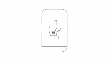 Akıllı telefon ekranında ampulü tutan bir eli gösteren, yenilik ve teknolojiyi sembolize eden temiz bir çizgi sanat animasyonu.