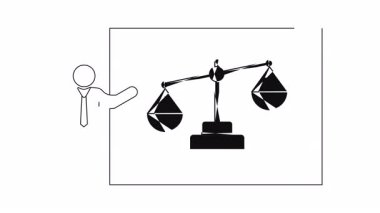 Para ve aşk arasındaki dengeyi gösteren bir sunum, bir ölçekte resmedilmiş. Değerler ve öncelikler üzerine tartışmalar için kavramsal bir illüstrasyon.