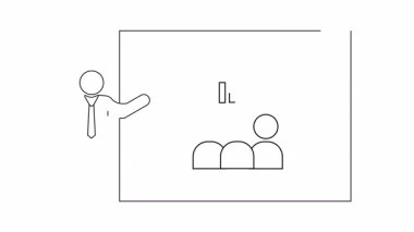 Büyüme çizelgesi ve izleyicisi olan bir iş sunumunun basit bir çizimi. İş, eğitim ve eğitim materyallerine uygundur.