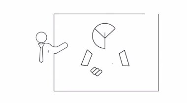 Bir iş sunumunun basit bir çizgisi çizimi, vurgulama anlaşması, ortaklık ve başarı temiz ve modern bir tarzda.