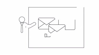 E-posta pazarlama stratejileri sunan birinin basit bir animasyonu. İş sunumları ve eğitim içeriği için mükemmel.