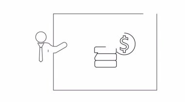 Bir sunum slaytı, maliyet düşüşü ve tasarruflar hakkında sunum yapan kişiyi gösteriyor. Bu slayt, aşağı doğru ok ve bir dolar işareti ile sembolize ediliyor..